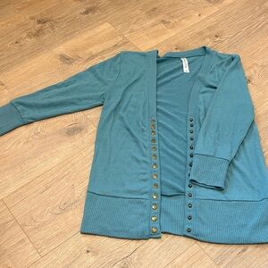 Zenana Outfitters Cardigan Set with Gold Buttons